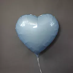 Шар сердце 32 металлик Голубая