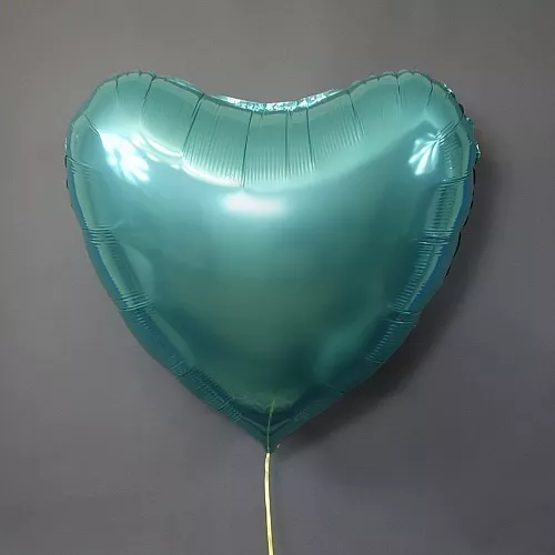 Шар сердце 36 металлик Бирюзовый